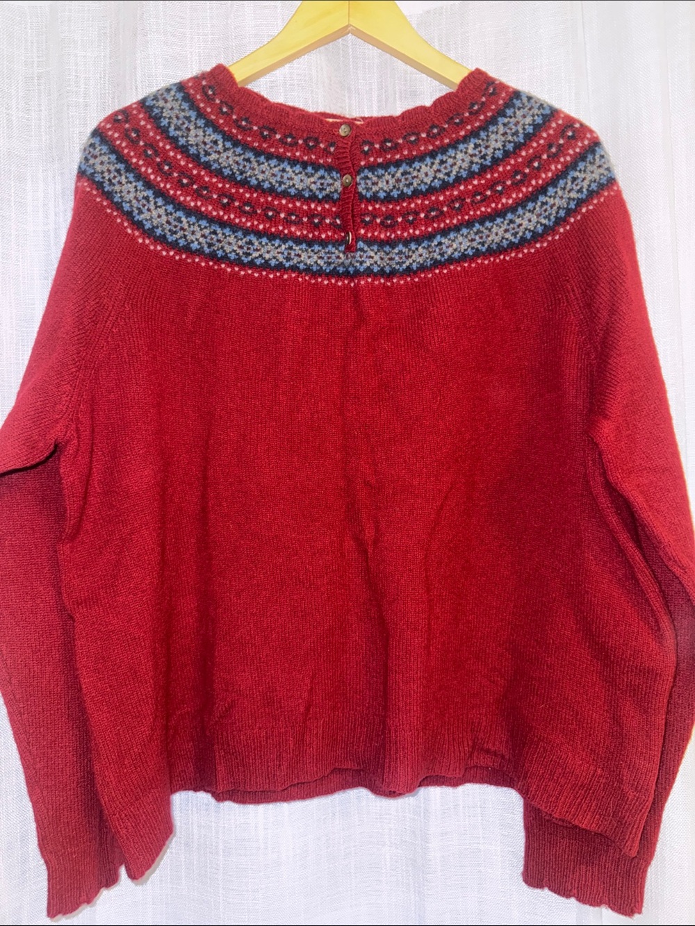 Eddie Bauer 100% Lambs Wool | Women’s Red Fair Isle Yoke Sweater XXL